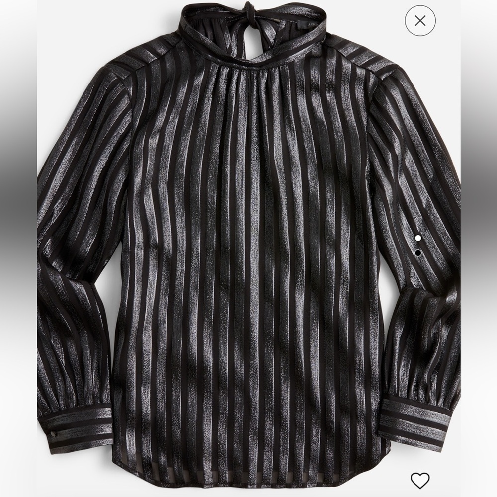 J. Crew Metallic Chiffon mock neck top